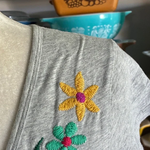 Johnny Was JWLA Love, Floral, and Birds Gray Tunic Dress - Size Medium - Picture 4 of 15